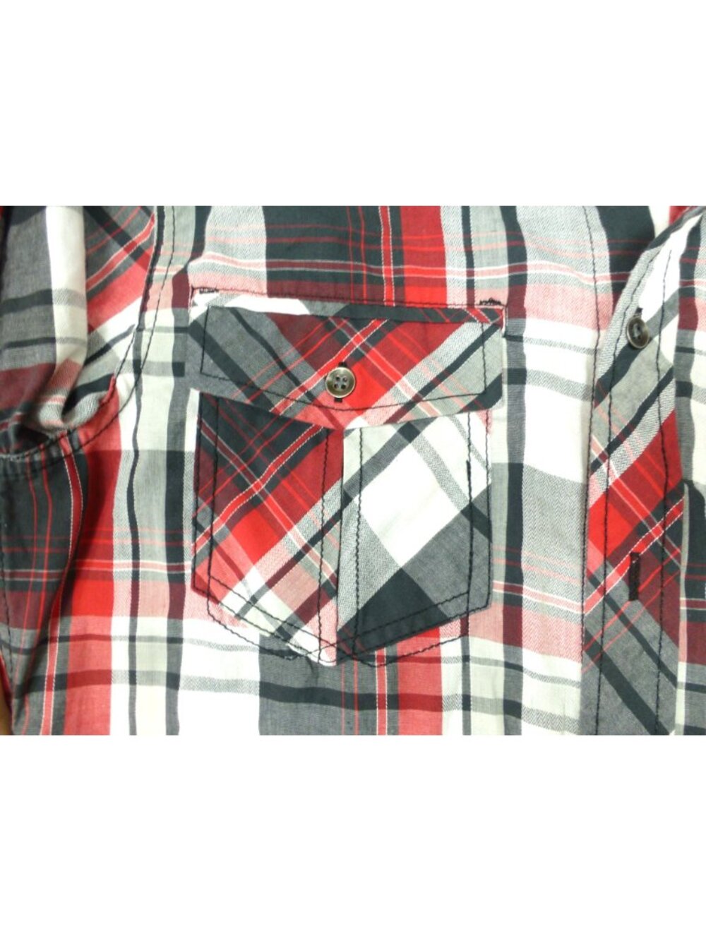 Rock & Republic Mens Red & Black Plaid Button-Up Long Sleeve Shirt Easy-Care Fab - Picture 3 of 13